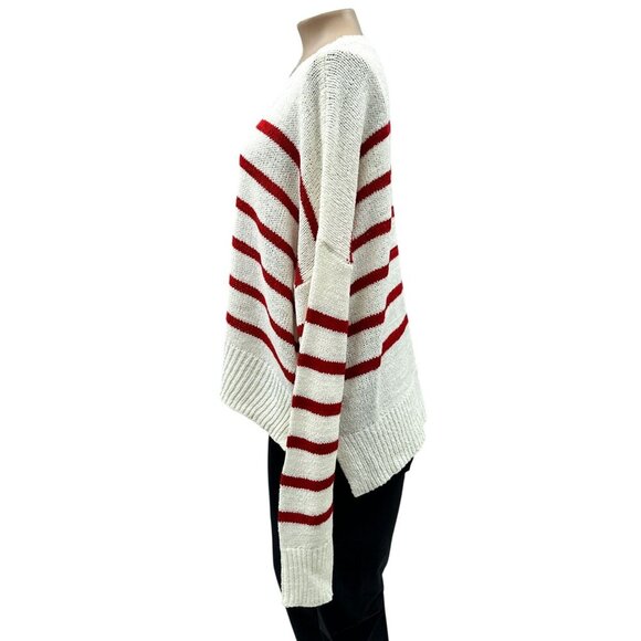 C & C California Striped Long Sleeve Relaxed Knit Sweater Hi-Low Hem Women XL - Picture 4 of 10